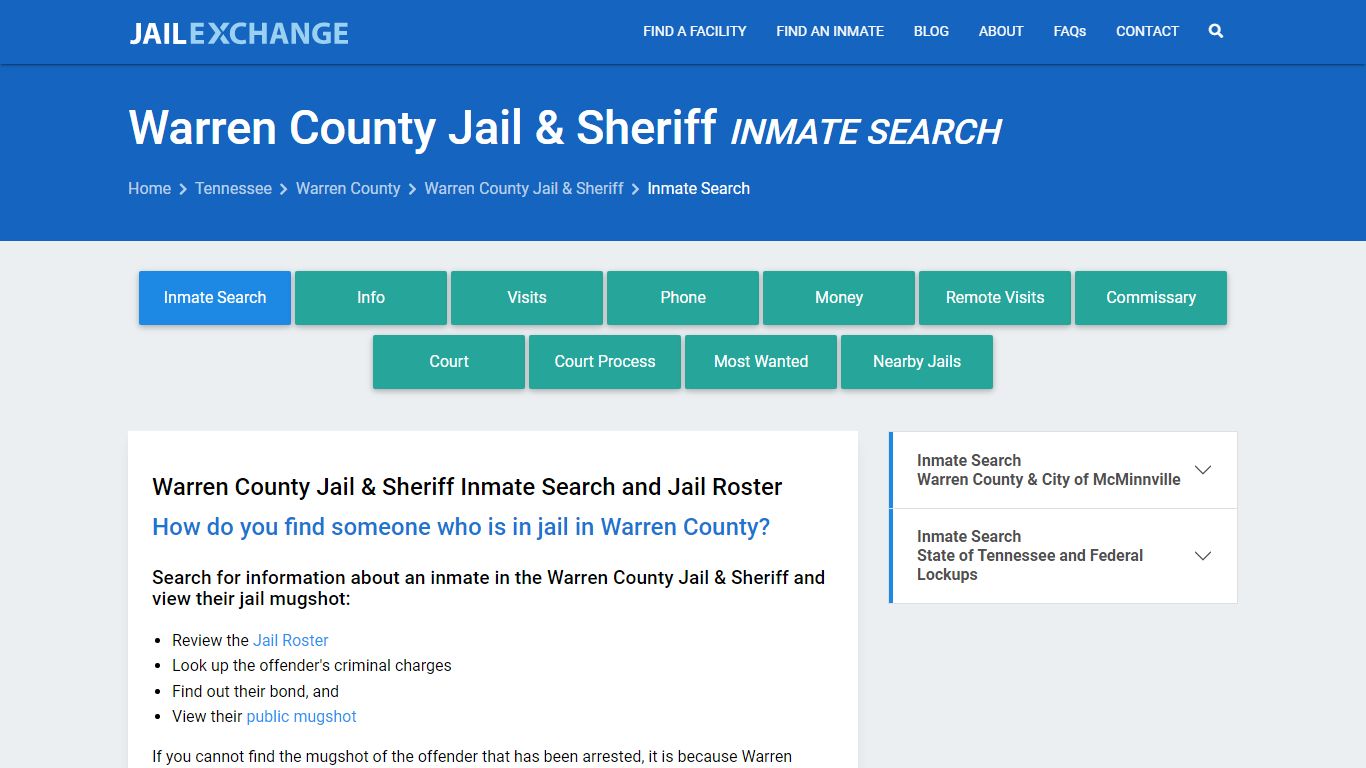 Warren County Jail & Sheriff Inmate Search - Jail Exchange